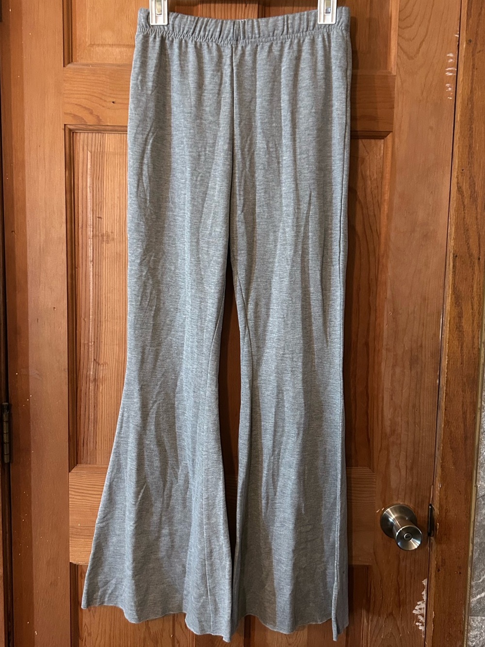 Vanilla Star Light Gray Flared Knit Pants